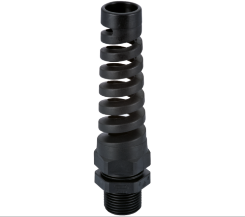 M12 Black Spiral Compression Gland 3–6.5mm Cable Entry