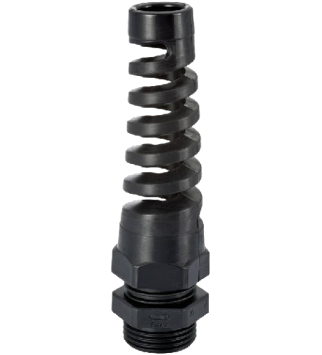 M16 Black Spiral Compression Gland 5–10mm Cable Entry