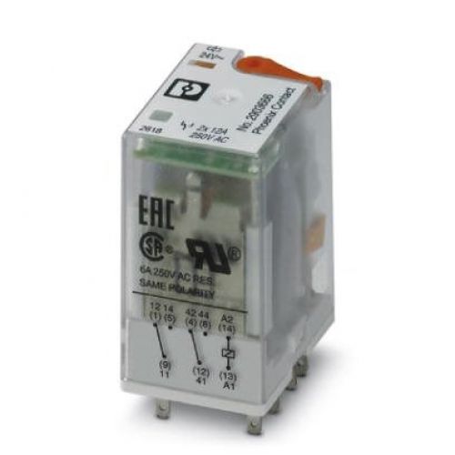 24VAC / 12A Pluggable Power Relay 2PDT C/W LED and Test Button