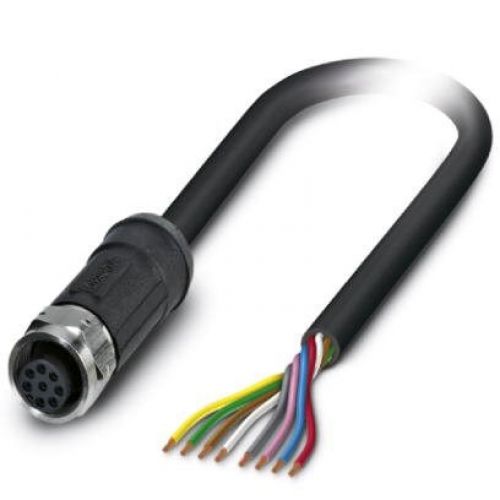 8 Pole M12 Male Sensor / Acuator Cable Free Cable End 5M