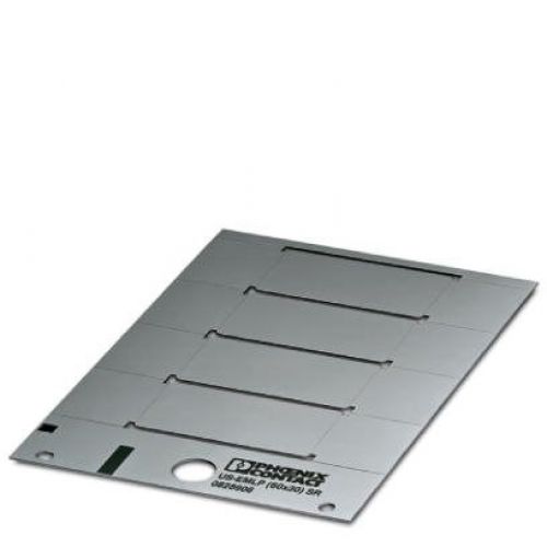 Plastic Silver Label Card With Adhesive, lettering field size: 60 x 30 mm,4 Labels/Card