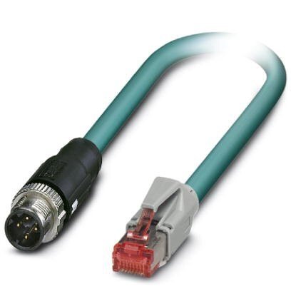 4 Pole M12 Male D-Coded To Ethernet CAT5e RJ45 Lead 2M