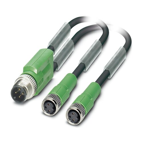 3 Pole M12 Male to 2x M8 Female PUR Sensor Cable 0.6M 