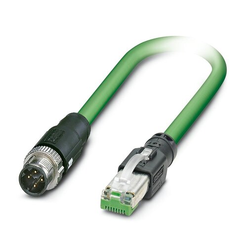 4 Pole D Code Male to PROFINET CAT5 Network Cable PVC Green 2M
