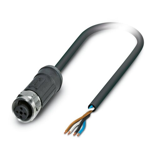 4 Pole M12 0.5mm Conductors Black PE-X Halogen-Free 10M 