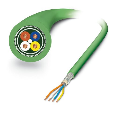 4 Core 22awg High Flex Profinet/EtherCat Chain Cable PUR Green/100M