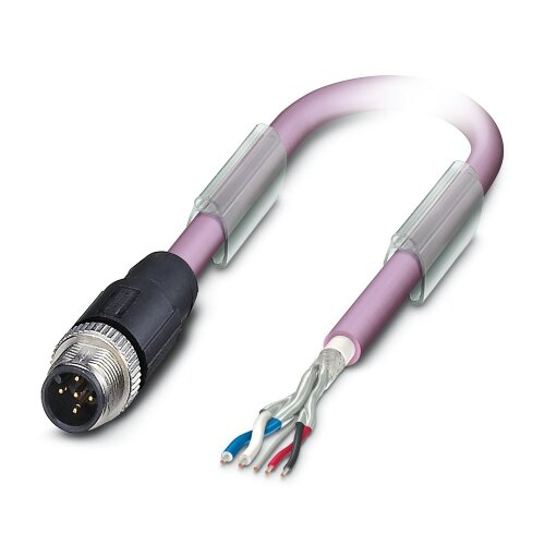 5 Pole M12 Male Straight CANopen A-Coded To Free End Bus Cable 3M