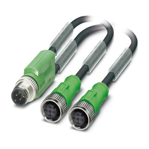 3 Pole M12 Male to 2x Female Sensor/Actuator PUR Cable 1.5M