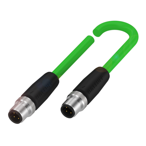 4 Pole M12 Male To M12 Male Shielded PROFINET Drag Chain Rated PUR 0.3M