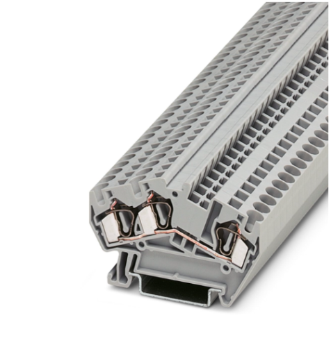 4mm Grey TWIN/L Spring-Cage Feed-Through Terminal Block