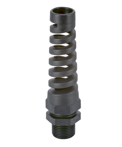 M12 Black Spiral Compression Gland 3–6.5mm Cable Entry