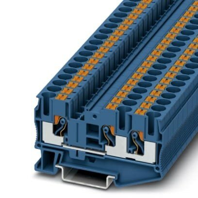 6mm Blue 2 in 1 out Push In Spring Cage Terminal Block