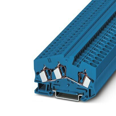 6mm Blue 2in 1 out Spring Cage Terminal Block