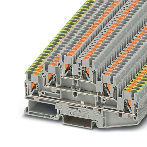 2.5mm 2 Level Grey Plus Earth Push In Spring Cage Terminal Block