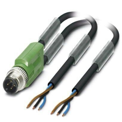 4 Pole M12 Male Y Connector to 2 x Free Ends 10M