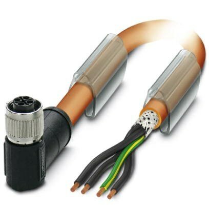 4 Pole M12 R/A Shielded Power Cable 3M PUR Orange