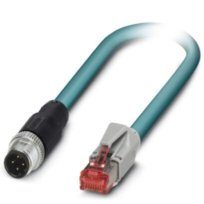 Ethernet cable, CAT5e shielded 2pair 26 awg. m12 plug to RJ45. 10m