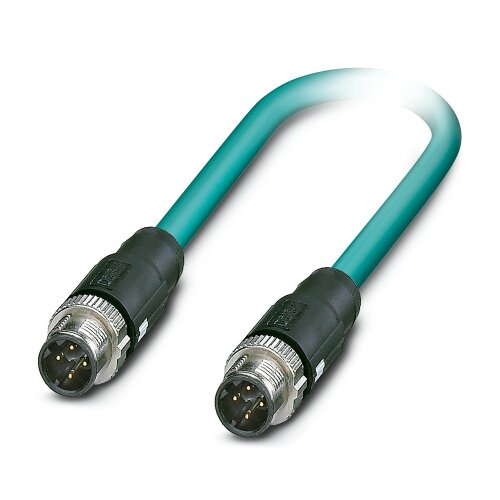 M12 Male to M12 Male D Coded PUR Ethernet Cable 1M