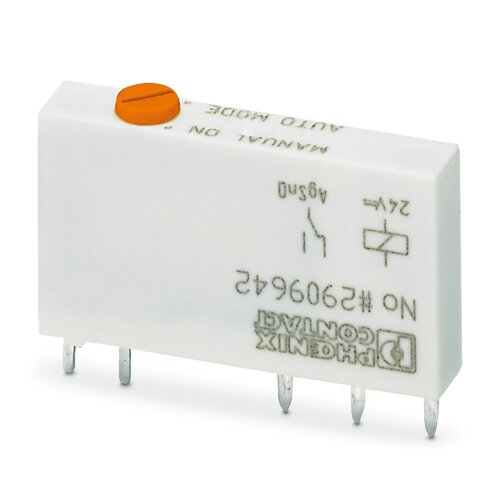 24 VDC / 6A Plug In Miniature Relay 1 C/O Manual Test Button