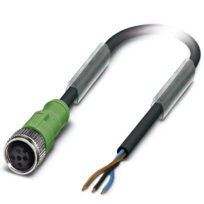 3 Pole M12 Female To Free End Sensor / Actuator Cable 1.5M Black PUR halogen-Free