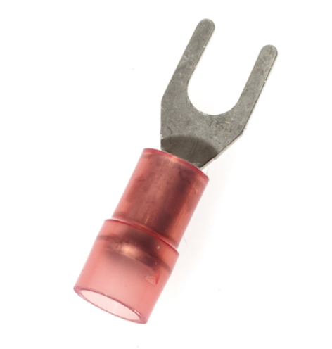 M4 Spade/Fork Terminal Double Crimp 0.5-1.5mm Red/100pc