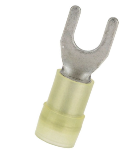 M6 Spade/Fork Terminal Double Crimp 4-6mm Yellow/100pc
