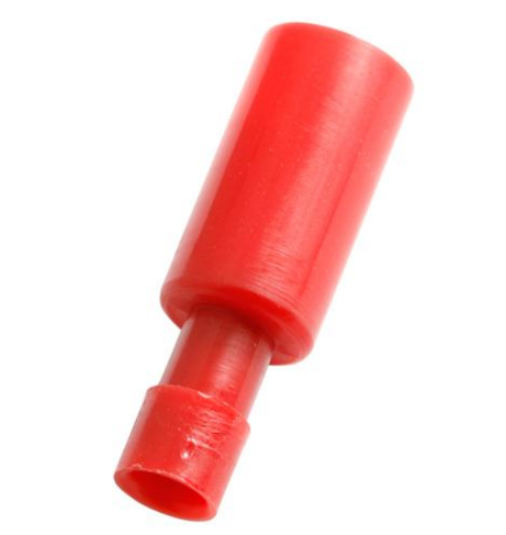4mm Male Fully Insulated Bullet Connector, 0.5mm to 1.5mm Red/100pc 