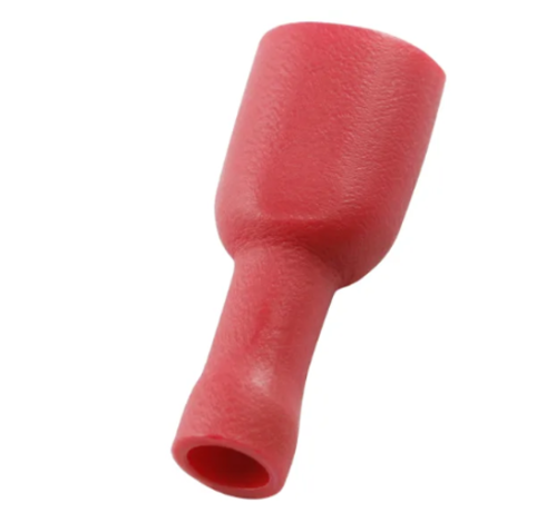 6.35mm 0.5-1.5mm Female Fully Insulated Disconnect Tab Double Crimp Red/100pc
