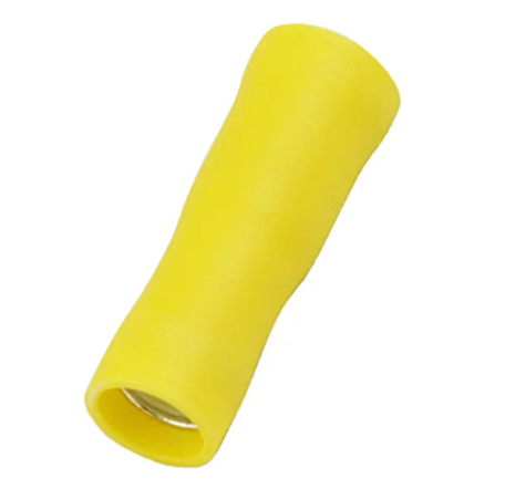 6.35mm 4-6mm Female Fully Insulated Disconnect Tab Double Crimp Yellow/100pc
