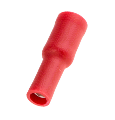 4mm Female Bullet Connector, 0.5-1.5mm Double Crimp Red/100pc