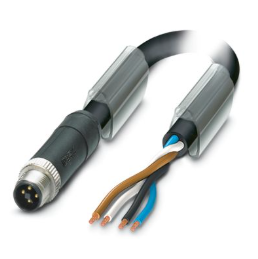 4 Pole M12 Male T Coded To Free End PUR Black 2M