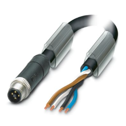 4 Pole M12 Male T Coded To Free End PUR Black 10M