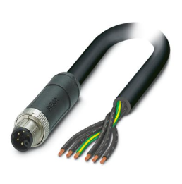 6 Pole M12 Male M Coded To Free End PUR Black 3M