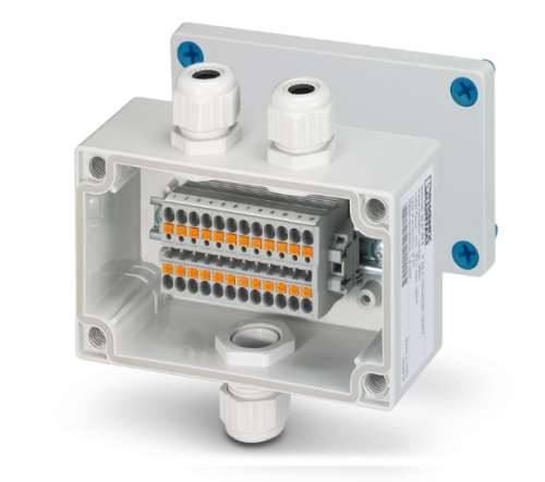130mm x 80mm x 60mm ABS Junction Box With 12 Terminal Blocks, 2.5 mm2 Grey
