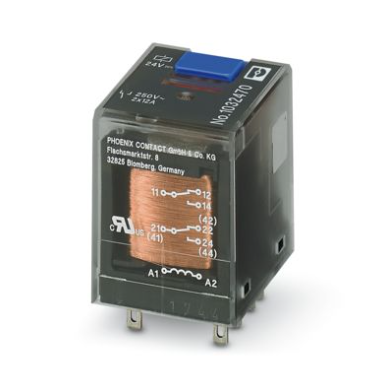 24VDC / 12A Plug-In Industrial Relay With 2 Changeover Contacts 