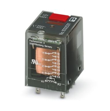 230VAC / 12A Plug-In Industrial Relay With LED, 4 Changeover Contacts 