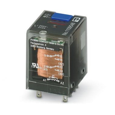 48VDC / 12A Pluggable Miniature Power Relay, 2 Changeover Contact 