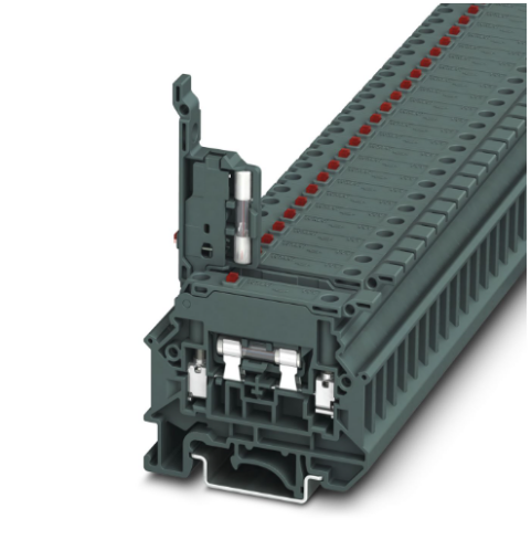 15-30VAC/DC Dark Grey Screw Fuse Terminal Block With LED