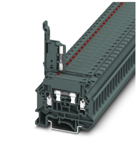 30-60VAC/DC Dark Grey Screw Fuse Terminal Block With LED