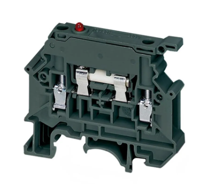 110-250VAC/DC Dark Grey Screw Fuse Terminal Block With LED