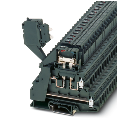 4mm Dark Grey 2 Level Fuse Terminal Block With LED Display