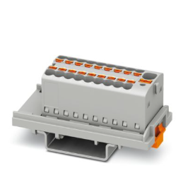 Distribution block, Block with vertical alignment and integrated supplynom. voltage: 500 V, nominal current: 17.5 A, number of connections: 19, connection method: Push-in connection, color: gray